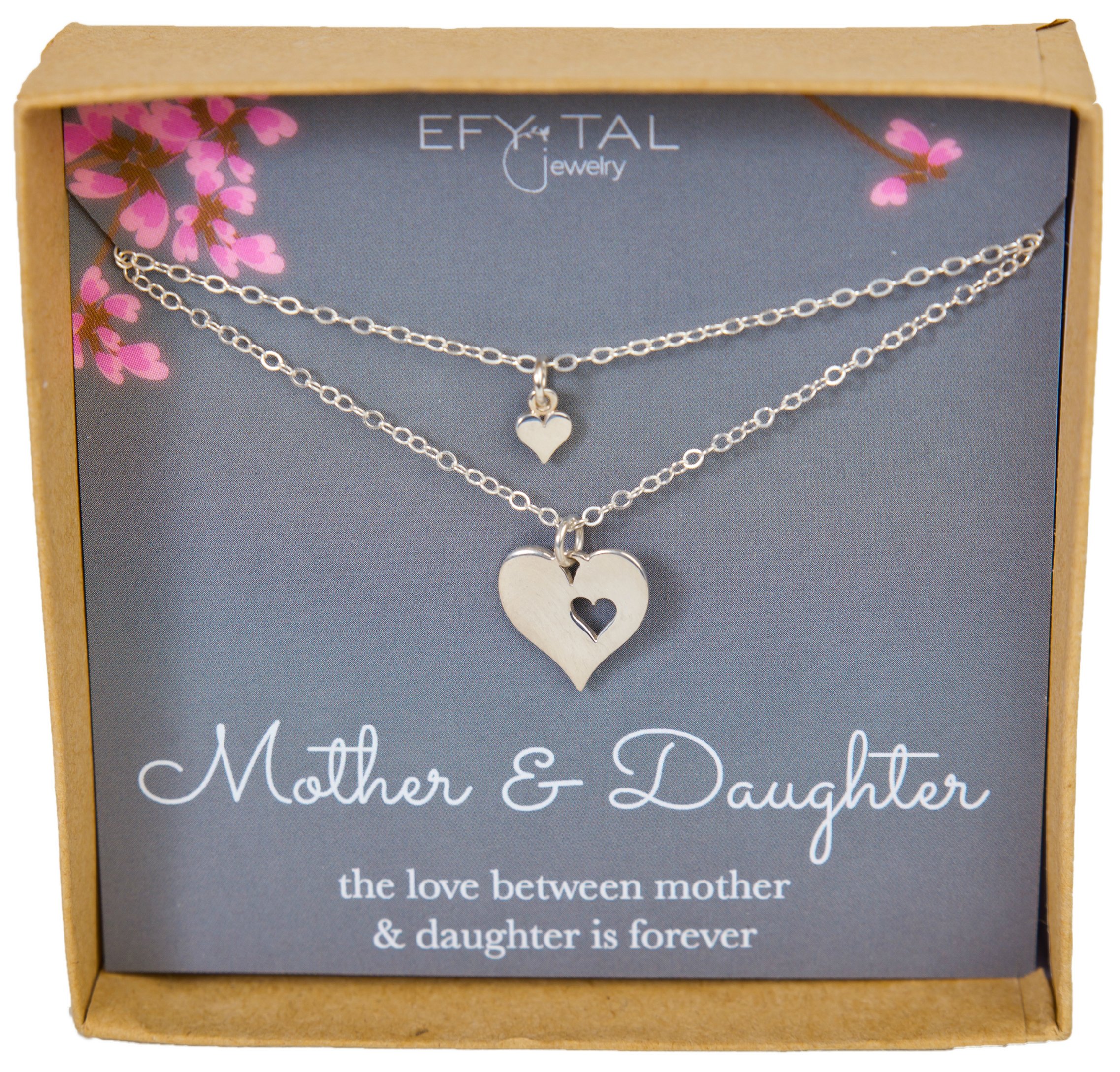 Mother daughter heart necklace