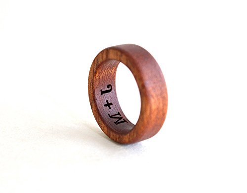 Mens Personalized Mahogany wood rings