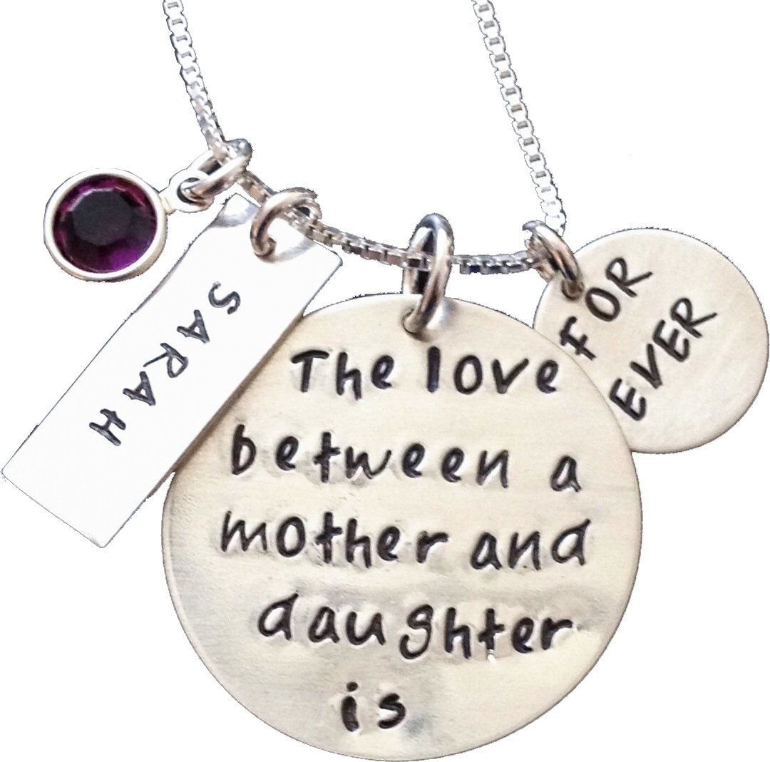 Personalized Handstamped The Love Between a Mother and a Daughter is Forever Jewelry