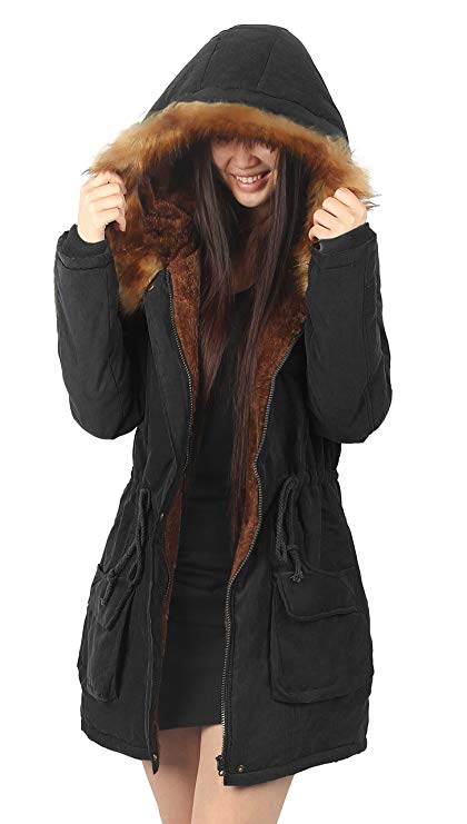 Womens Hooded Warm Coats Parkas with Faux Fur Jackets